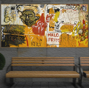  C3177 ジャン＝ミシェル・バスキア Basquiat グラフィティアート キャンバスアートポスター 特大サイズ 60×120cm イラスト 海外製 枠なし