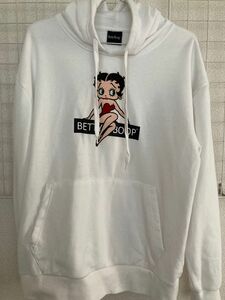 BettyBoop Lサイズ ベティちゃん 刺繍 白パーカー パーカー ホワイト 