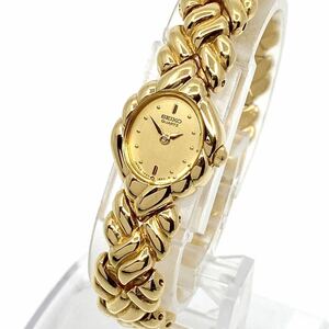 SEIKO 腕時計 ブレスウォッチ 2針 クォーツ quartz ゴールド 金 セイコー 予備コマあり D99