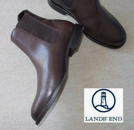 【未使用】ランズエンド LANDS'END サイドゴアブーツ 9EE(27cm相当) 革ブラウン ★元箱付き