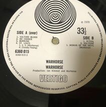 「WARHORSE」 (UK Original) ジャンク　再生不良箇所有（ループ）VERTIGO6360015 大渦ラベル　　　インナースリーブ付　KEEF 貴重_画像8