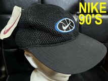 未使用 90'S ナイキ メッシュ キャップ 黒 スナップバック NIKE 90年代_画像1