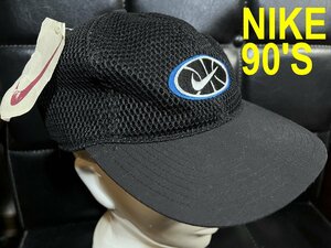 未使用 90'S ナイキ メッシュ キャップ 黒 スナップバック NIKE 90年代