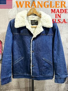 送料込 70'S USA製 Wrangler ボア デニムジャケット Wrange Coaｔ ラングラー 米国製 ランチコート JL456NV ビンテージ