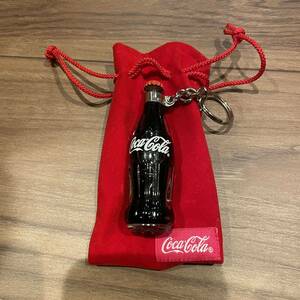 コカコーラ ミニチュアボトル キーホルダー 巾着付き 液体入りボトル ノベルティ Coca-Cola