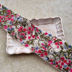 no.155 濃いピンク インド刺繍リボン