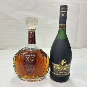 M25452(021)-530/MS4000【千葉県内のみ発送】酒　２本まとめ　SUNTORY BRANDY X.O DELUXE　ブランデー/REMY MARTIN NAPOLEON　 コニャック