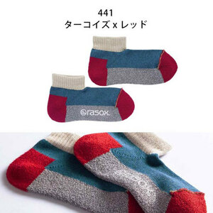 rasoxla socks L character type socks SP151AN20 sport * low short turquoise x red M size (24-26cm) new goods 