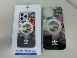 ★USED　美品【adidas：アディダス　iPhone カバー】14PROMAX★GRAPHIC MAGSAFE CASE/箱入り