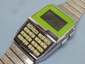 ■CASIO DBC-1500 腕時計 データバンク グリーン カシオ クォーツ デジタル 電池交換済み 90831■！！