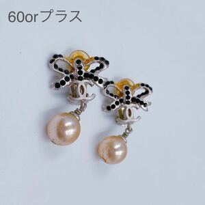 1H016 CHANEL シャネル イヤリング パール リボン アクセサリー レディース