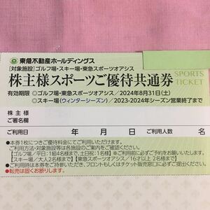 【即日投函可・最新】】東急不動産 株主優待券 スポーツ優待共通券1枚（2名） スキー場 リフト券 ハンターマウンテン塩原 割引券