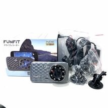 F001-W11-308 FUNFIT R8 ドライブレコーダー 前後カメラ 駐車監視 1296P Full HD 1280万画素 170度超広角 付属品有 ①_画像1