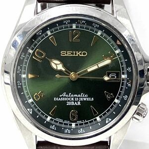 G012-W11-318 ◎ SEIKO セイコー ALPINIST アルピニスト 6R15-00E0 メンズ 腕時計 自動巻き デイト 3針 グリーン文字盤 ①