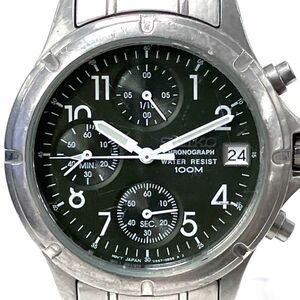 H044-T8-1015 ◎ SEIKO セイコー クロノグラフ デイト V657-0B20 メンズ 腕時計 ウォッチ クオーツ 文字盤カーキ系 ①