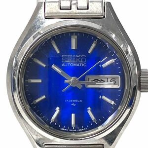 H036-T8-1011 ◎ SEIKO セイコー 2206-0510 AUTOMATIC メンズ 腕時計自動巻き 17石 ブルー文字盤 デイテイト カットガラス 稼働①