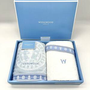 未使用 WEDGWOOD ウェッジウッド フェイスタオル 　2枚 セット ペア ブルー 刺繍 新品 ブランド 来客 新生活 バス towel イギリス 青 