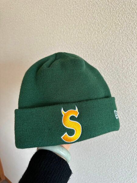 supreme 22FW new era s logo beanie 角 緑