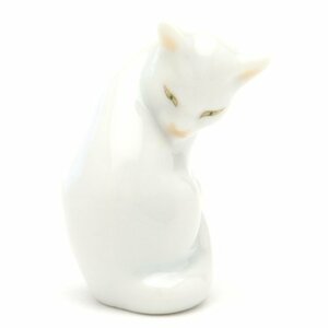 ヘレンド(Herend) グルーミングキャット ハンドペインティング 磁器製 ねこ 置物 飾り物 フィギュリン ネコ ハンガリー製 新品