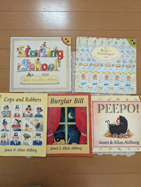 中古英語絵本5冊☆The Babys Catalogue☆Starting School☆PEEPO!☆Cops and Robbers☆BurglarBill☆Janet&AllanAhlberg☆洋書☆送料込み