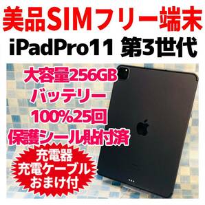 美品 SIMフリー iPad Pro 11インチ 第3世代 本体 256GB 496 スペースグレイ 電池100%