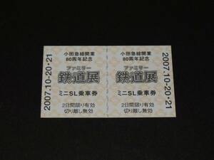 【小田急】小田急線開業80周年記念　ファミリー鉄道展ミニSL乗車券　2007