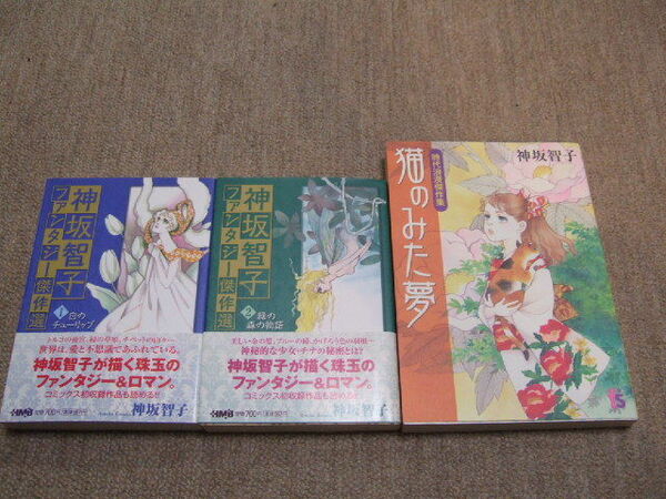 送料込 3冊セット　文庫 神坂智子ファンタジー傑作選 1 白のチューリップ 2 緑の森の物語 　時代浪漫傑作集　猫のみた夢