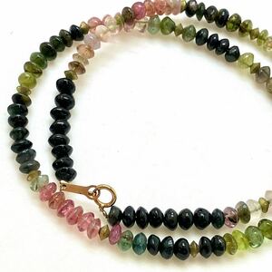 K18!!［天然トルマリンネックレス］J 重量約17.4g tourmaline マルチカラー multicolor necklace jewelry accessory 18金 DF0/DI0