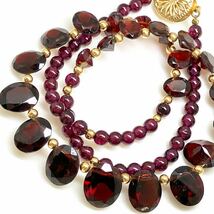 K14!!飾り珠付き!!［天然ガーネットネックレス］J 重量約21.5g garnet necklace jewelry アクセサリー 14金 accessory DE0_画像1