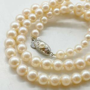 ［アコヤ本真珠ネックレス］J 重量約27.2g 約5.5-8.5mm珠 パール pearl necklace jewelry accessory silver シルバー DF0/EB0