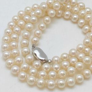 ［アコヤ本真珠ロングネックレス］F 重量約64.1g 約6.5-7mm珠 パール pearl necklace jewelry accessory silver シルバー DH0/EC0