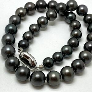 ［南洋黒蝶真珠ネックレス］J 重量約72.5g 約10.5-11.5mm珠 パール pearl necklace jewelry accessory silver シルバー 
