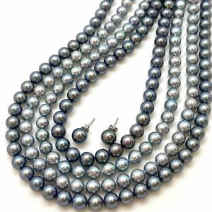 ［アコヤ本真珠ネックレス4点&ピアス1点おまとめ］F 約147.4g 真珠 ケシ パール バロック pearl necklace accessory jewelry pt850