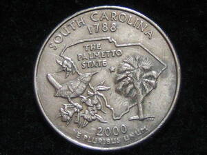 アメリカ合衆国　2000年　サウスカロライナ　25セント　コイン　クオーターダラー　50州記念硬貨　米国　USA　海外