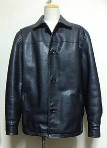 GAP(ギャップ).レザー カーコート L(黒/カークラブ ジャケット/上質.厚手.牛革/中綿入り/50s/バイカー/アメカジ/肩54幅64丈73/freedom/90s)