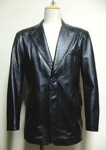 美品:BALMAIN(バルマン).ラムレザー 2B テーラード ジャケット M(黒/上質.羊革/肩47幅56丈73/トラッド/ロック系/バルマンオム)