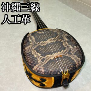 沖縄三線 人工革 伝統楽器 弦楽器 和楽器 三線　蛇
