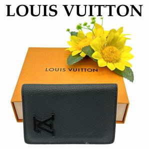 【美品!!】LOUIS VUITTON ルイヴィトン カードケース オーガナイザー ドゥポッシュ ブラック ブランド 鑑定済み 夏 海 キャンプ■