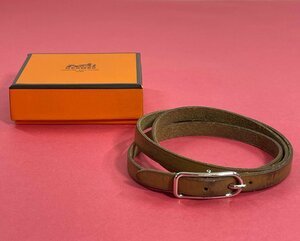 【長期保管品】エルメス HERMES ベルト ネックレス チョーカー バングル レザー 箱付き 約70cm（画像でご確認ください）