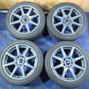 激安即決！BLITZ 17-7J 5H/114.3 ET47 +DONLOP 215/45R17 中古4本！アクセラ ステップＷ ストリーム ノア ヴォクシー アイシス T007980の画像1