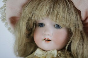 antique bisque doll Armand Marseille Germany 390 A.3.M almond maru cell navy blue position sleep I person wool West doll 