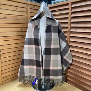 Y free shipping ^935 unused goods [BLUE LABEL CRESTBRIDGE Blue Label k rest Bridge ] with a hood shawl check pattern Brown / pink 