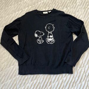 スヌーピー ユニクロ セーター 150 SNOOPY UNIQLO シンプル ブラック 長袖