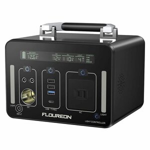 【ジャンク品】FLOUREON ポータブル電源 大容量 500Ｗh/140400mAh ポータブル蓄電池 純正弦波 液晶大画面表示 LEDライト付き ソーラー充電