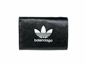 BALENCIAGA ( Balenciaga ) BALENCIAGA×adidas 3. folding purse Mini wallet 712893 black × white brand /025