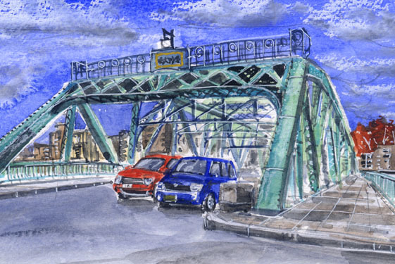 Nr. 5639 Saigawa-Ohashi-Brücke / Stadt Kanazawa / Chihiro Tanaka (Vier Jahreszeiten-Aquarell) / Wird mit einem Geschenk geliefert, Malerei, Aquarell, Natur, Landschaftsmalerei