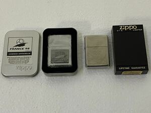 サ5720M★ZIPPO　サッカー ワールドカップ FRANCE/フランス 98 メタル貼り 97年製/アトランタオリンピック 1996　シルバープレート 95年製