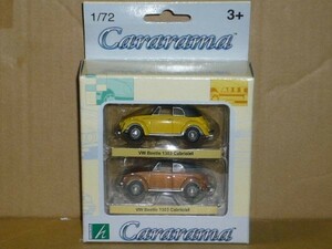 1/72 Cararama VW Beetle 1303 Cabriolet 黄＆茶 2台セット
