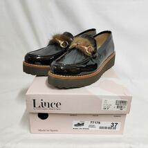 ○★新品 未使用 LINCE ビットファーローファー 定番レザーシューズ ブラウン 37○●_画像9