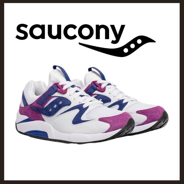 ○★新品 未使用 Saucony グリッド 9000 定番ハイブリットスニーカー パープル 27.5cm○●